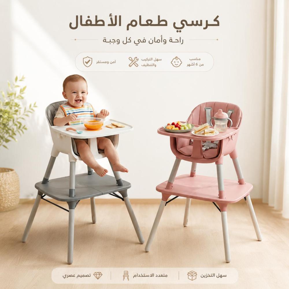 كرسي أطفال للطعام متعدد الاستخدام مع طاولة