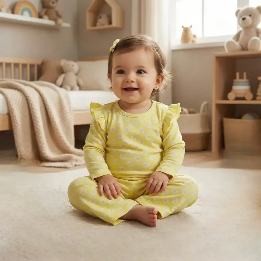 قطعتين ملابس أطفال بناتي قطني مريح