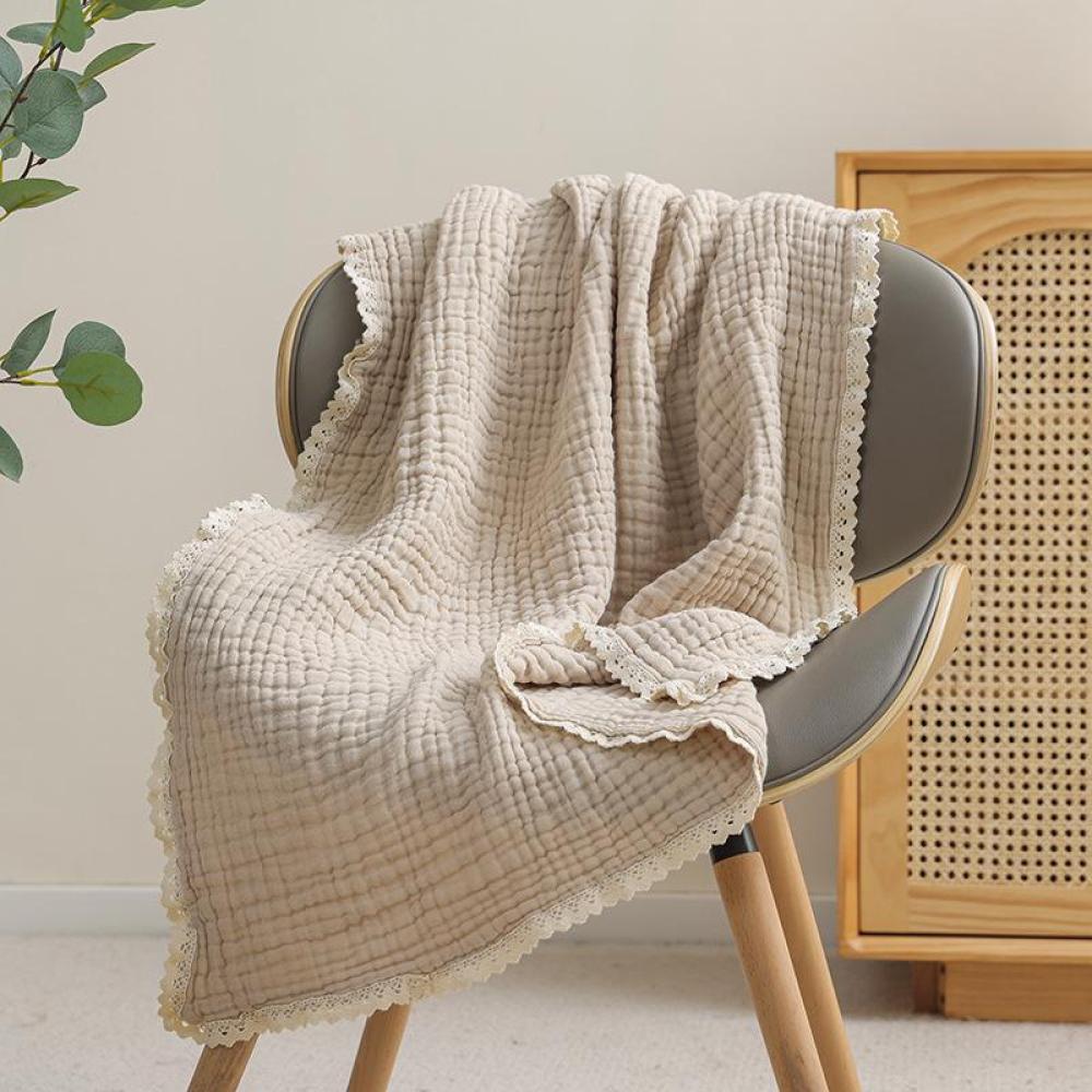 غطاء أطفال قطنية ناعمة بحواف دانتيل