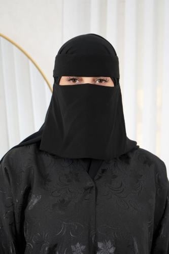 نقاب سعودي قصير ساده بخط مائل