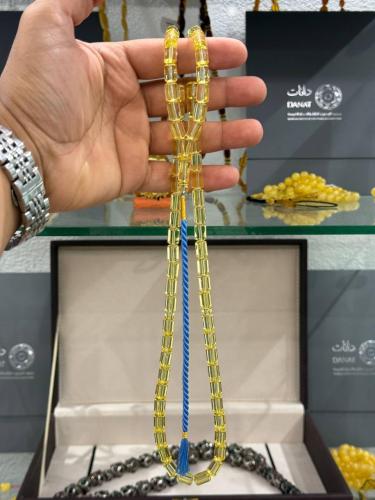 سبحة كهرمان طبيعي شفاف