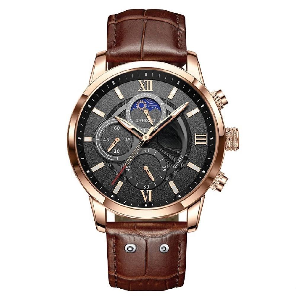 Leather Belt Rose Gold Black
