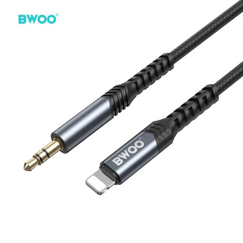 بوو كيبل صوت AUX نايلون ايفون 1متر اسودBO-AUX068