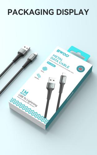بوو كيبل شحن نايلون من Aالى ايفون 1متر اسود X288L