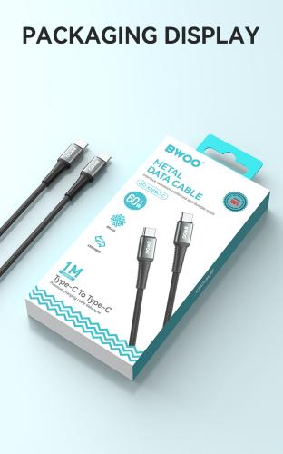 بوو كيبل شحن نايلون من الي 60وات 1متر اسود X288C-C