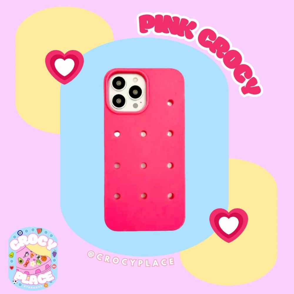 كفر كروكس كروكي للايفون (بنك) crocy crocs phone case for iphone ( pink) -  crocy place