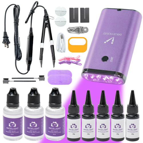 Iniceviolet air أحدث مجموعة لوصلات الشعر بضوء أشعة تحت البنفسجية من الفولاذ المقاوم للصدأ جديدة مطورة