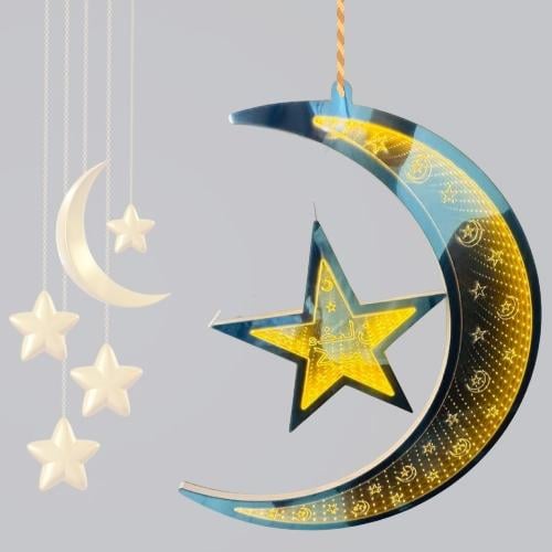 هلال ونجمة رمضان المضيء – ديكور فاخر بلمسة ثلاثية...