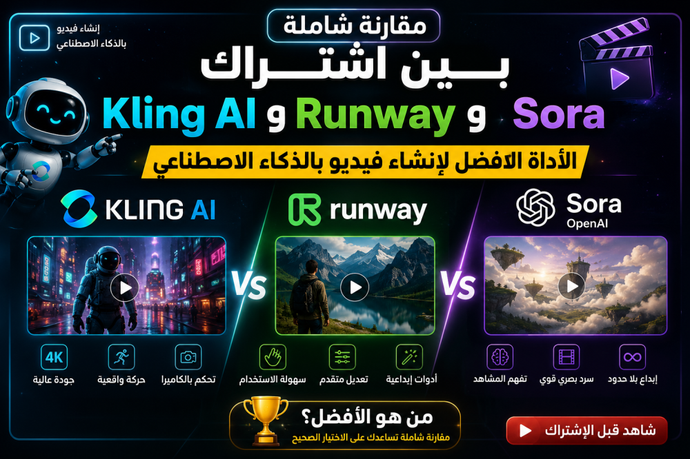 Kling AI مقابل Runway وSora: الأداة الافضل لإنشاء فيديو بالذكاء الاصطناعي؟