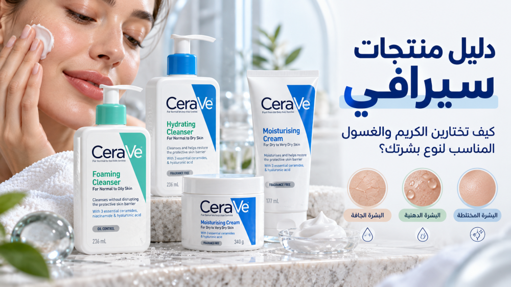 دليل اختيار منتجات سيرافي وغسول CeraVe المناسب لنوع البشرة