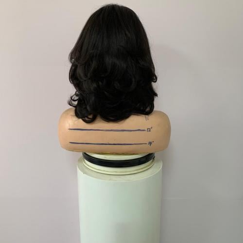 باروكه شعر طبيعى طول 12أنش كثافه 180اسودطبيعى جذور اماميه فروه دانتيل