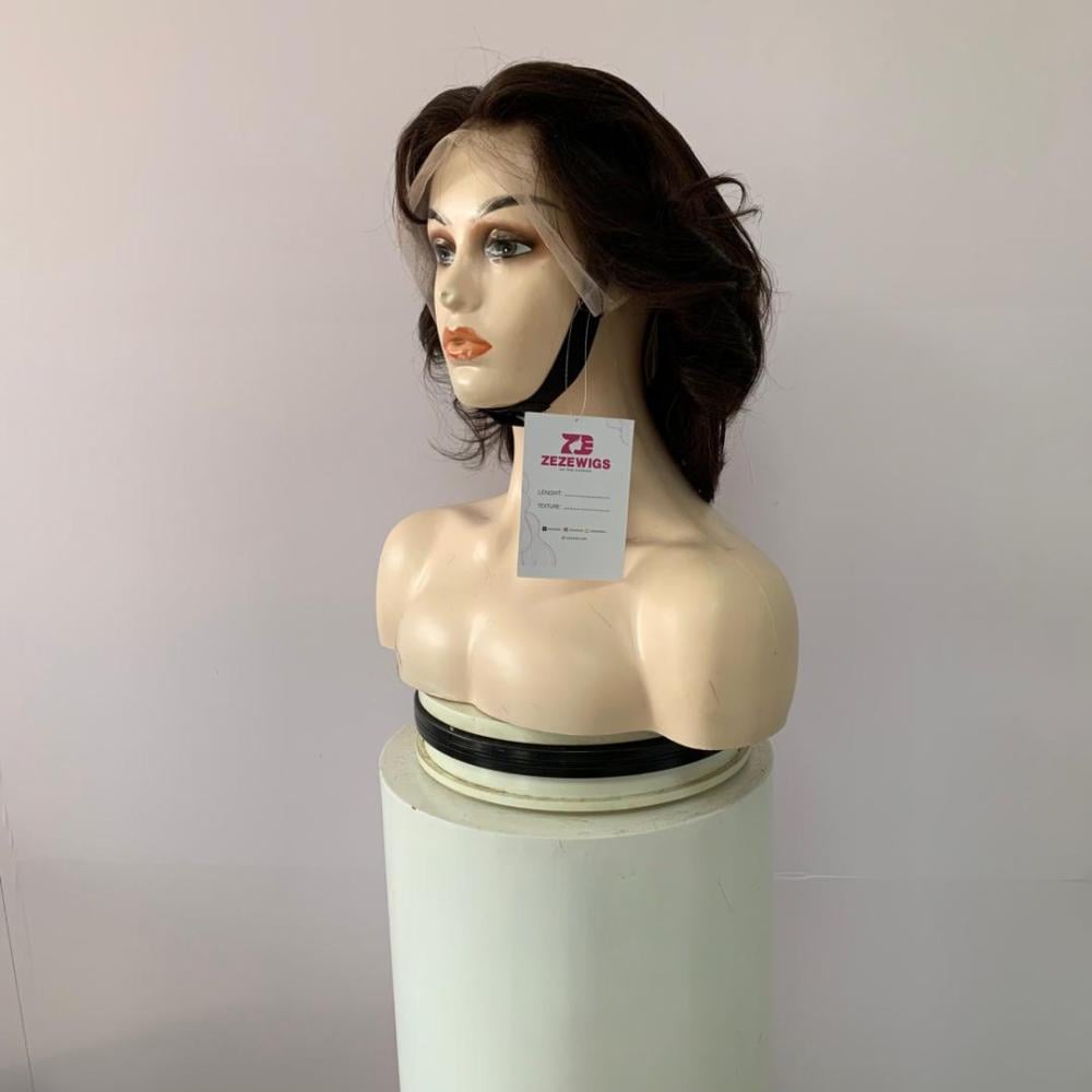 باروكه شعر طبيعى طول10أنش كثافه 180بنى غامق جذور اماميه فروه دانتيل