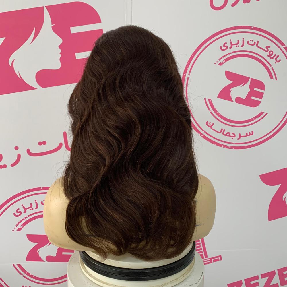 باروكة 16 انش كثافه 180 فروة دانتيل جذور امامية مموج بنى غامق