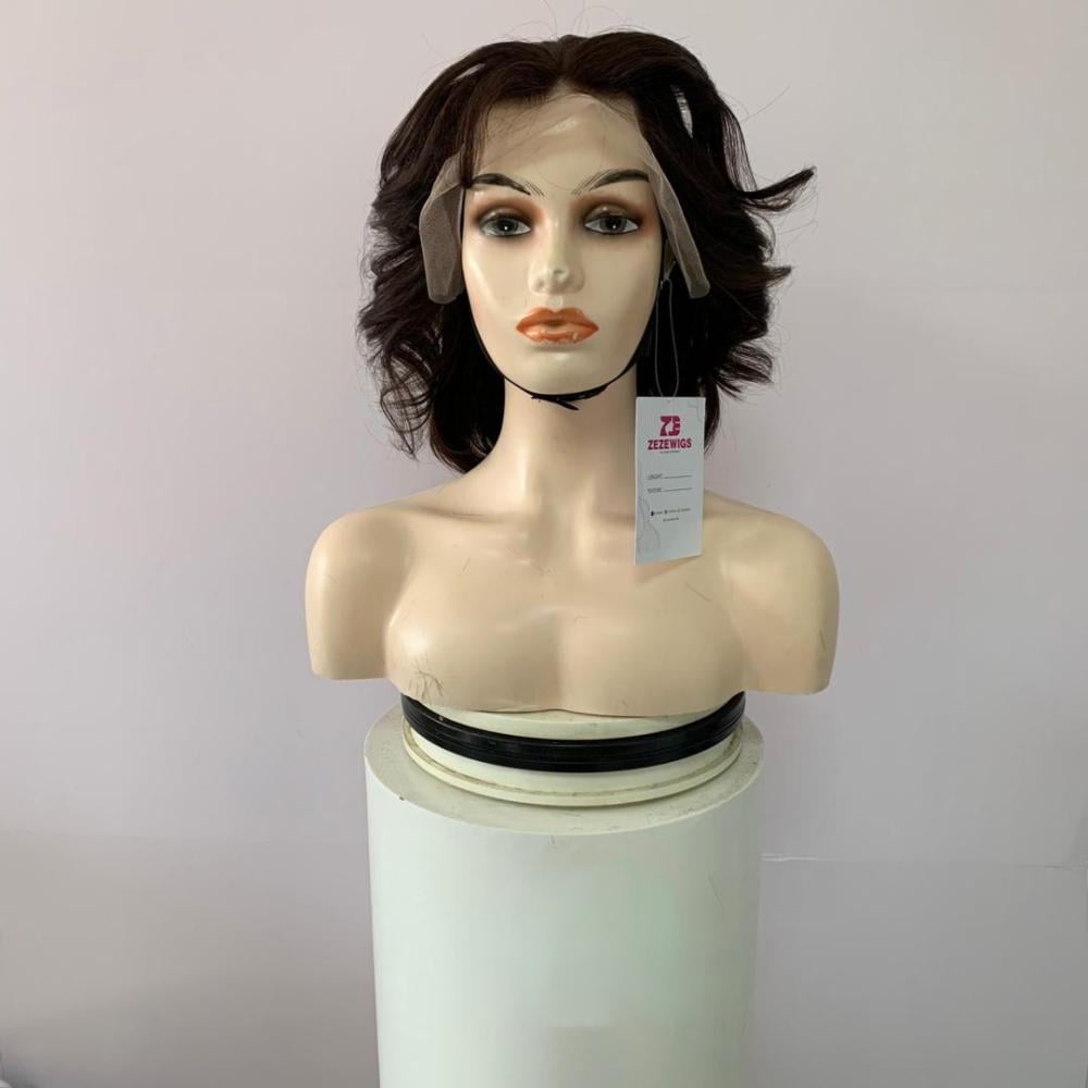 باروكه شعر طبيعى طول10أنش كثافه 180بنى غامق جذور اماميه فروه دانتيل