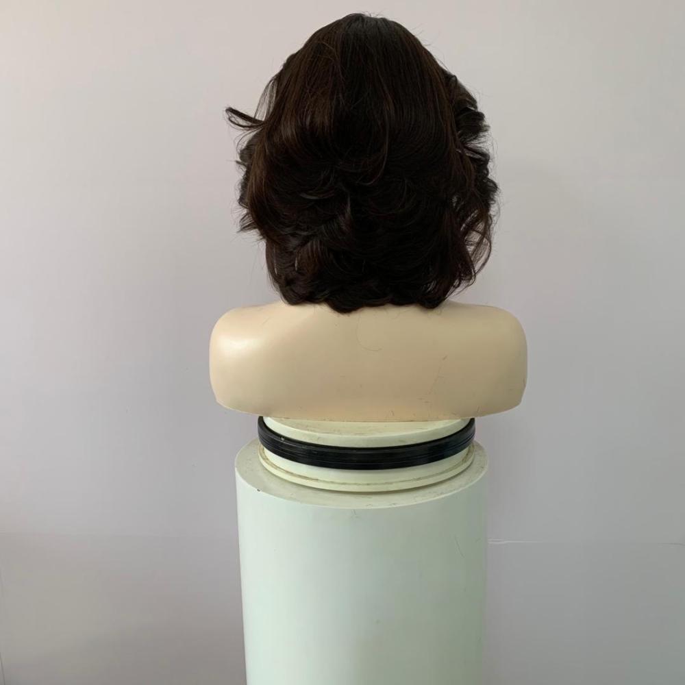 باروكه شعر طبيعى طول10أنش كثافه 180بنى غامق جذور اماميه فروه دانتيل