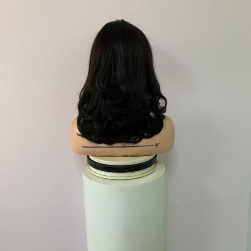 باروكه شعر طبيعى   طول 14أنش كثافه 180 بني غامق  جذور اماميه فروه دانتيل