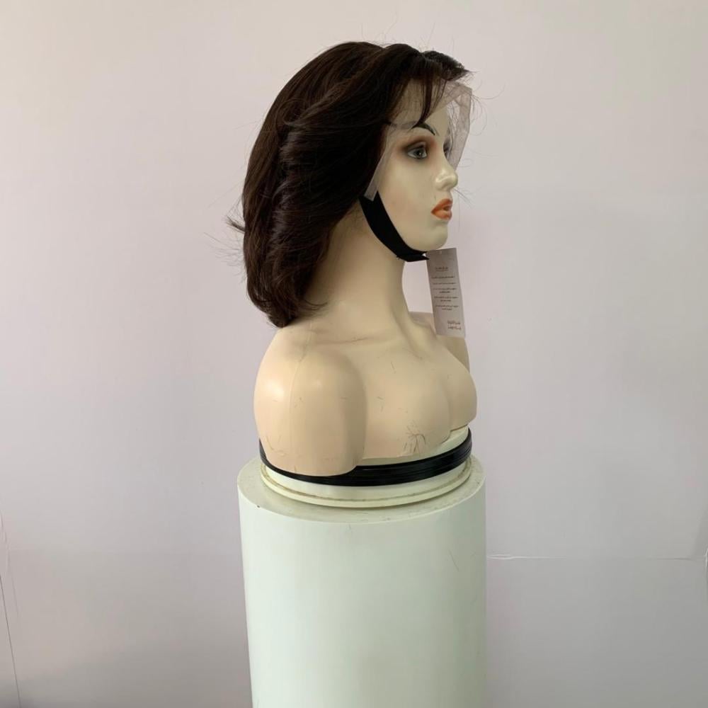 باروكه شعر طبيعى طول10أنش كثافه 180بنى غامق جذور اماميه فروه دانتيل