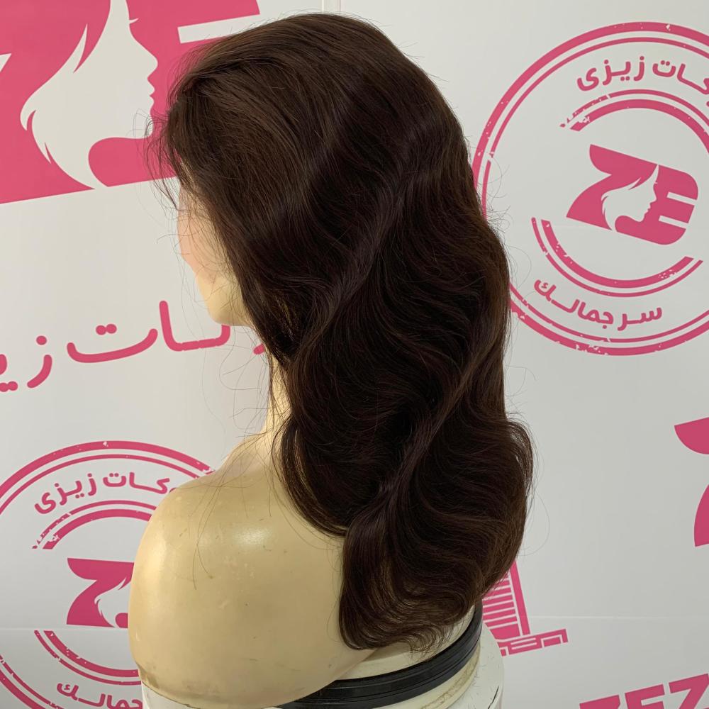 باروكة 16 انش كثافه 180 فروة دانتيل جذور امامية مموج بنى غامق