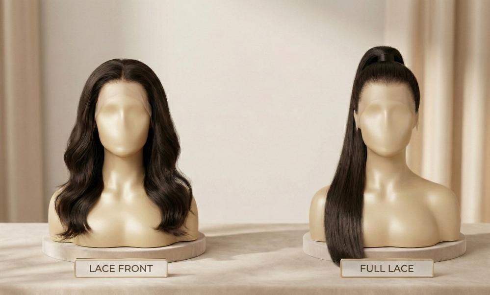 الفرق بين الباروكة الأمامية (Lace Front) والباروكة الكاملة (Full Lace)