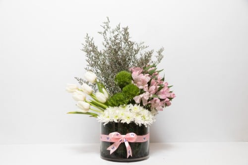 Pink and white vase