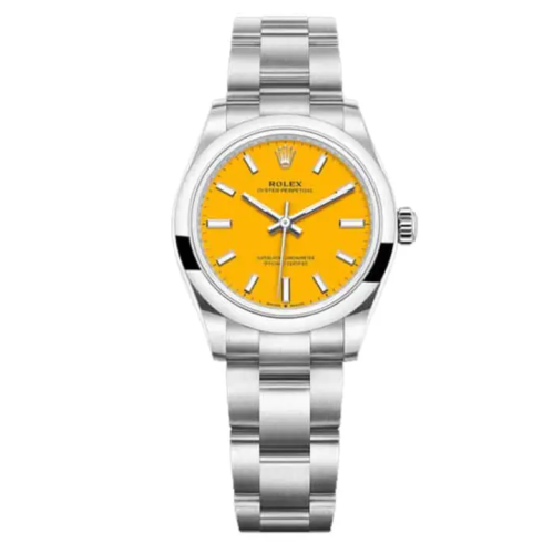 ساعة رولكس أويستر بربتشوال 31 بميناء أصفر وسوار أويستر