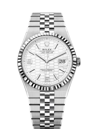 ساعة رولكس لاند دويلر بنقشة قرص العسل الأبيض