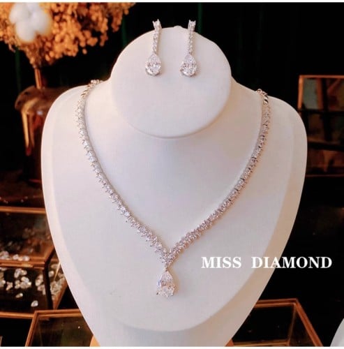 Zirconia Necklace and Earrings Set