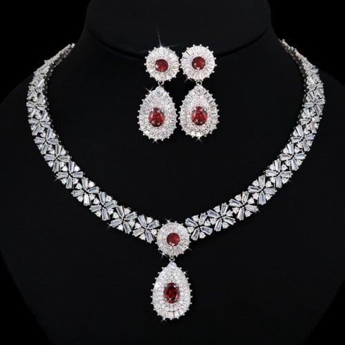 Zirconia Necklace and Earrings Set