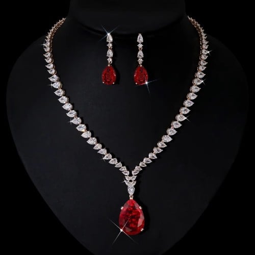 Zirconia Necklace and Earrings Set