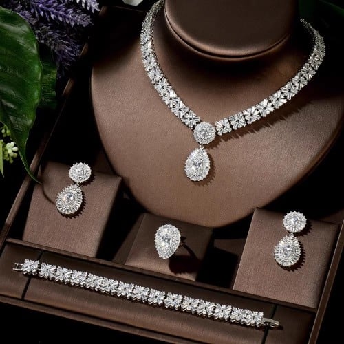 Zirconia Necklace and Earrings Set