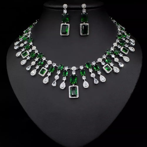 Zirconia Necklace and Earrings Set