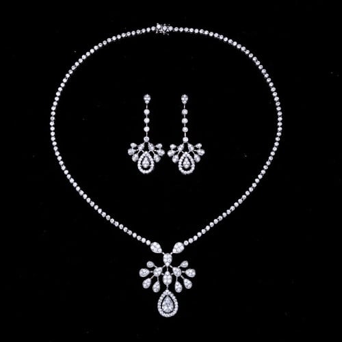 Zirconia Necklace and Earrings Set