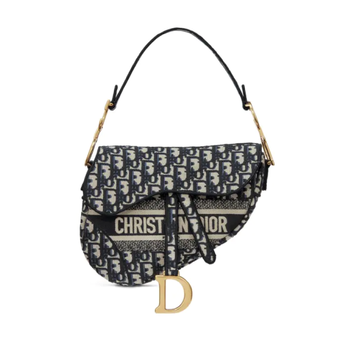 حقيبة سرج من ديور تطريز أزرق مائل