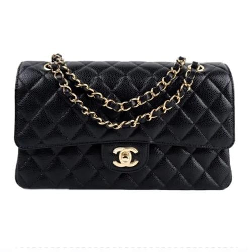 حقيبة شانيل كلاسيكية متوسطة الحجم، مصنوعة من جلد العجل