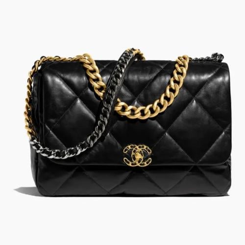 حقيبة شانيل 19 ماكسي، جلد خروف لامع