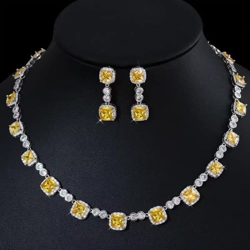 Zirconia Necklace and Earrings Set