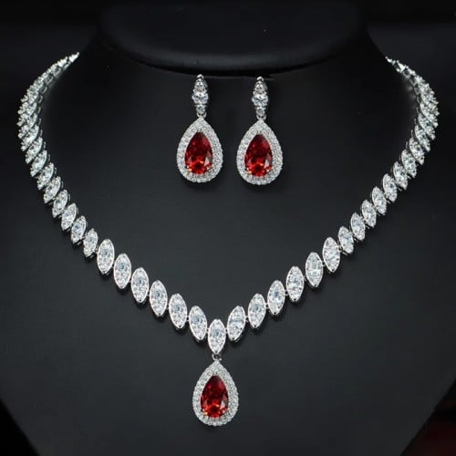 Zirconia Necklace and Earrings Set