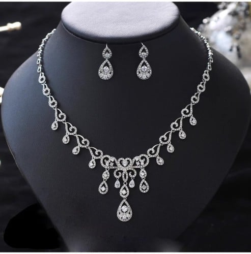 Zirconia Necklace and Earrings Set