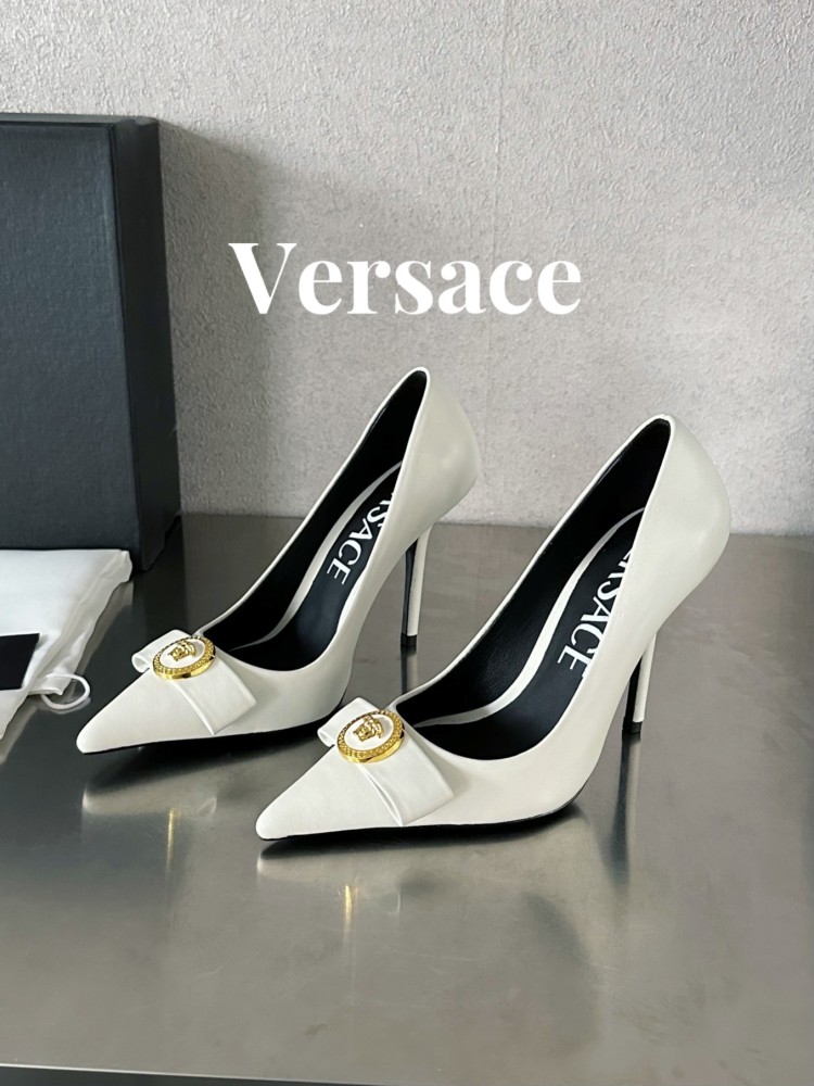 Versace white pumps sales