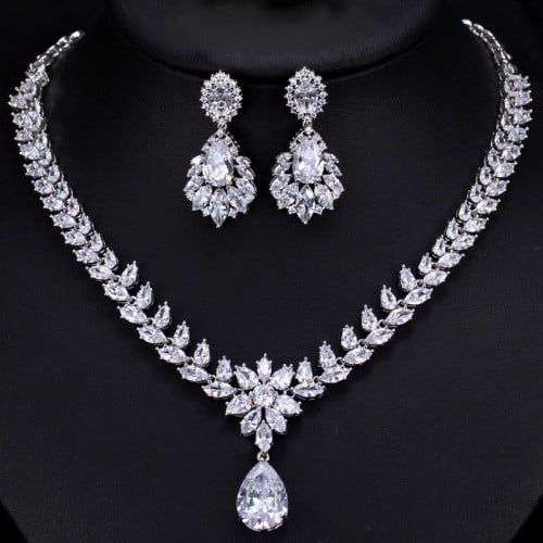 Zirconia Necklace and Earrings Set