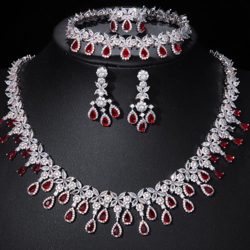 Zirconia Necklace and Earrings Set