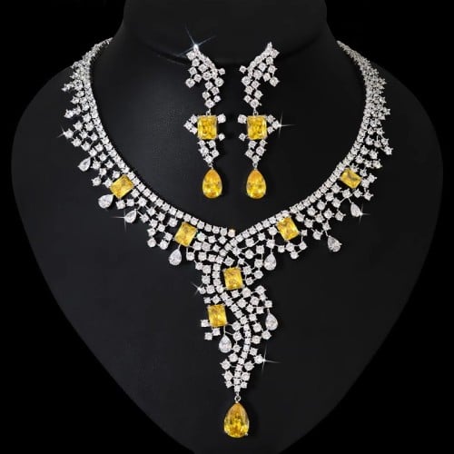 Zirconia Necklace and Earrings Set