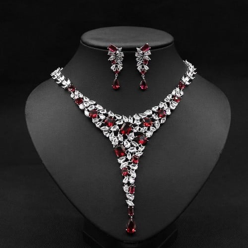 Zirconia Necklace and Earrings Set