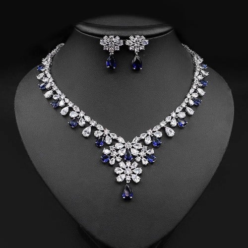 Zirconia Necklace and Earrings Set
