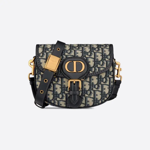 حقيبة ديور صغيرة من قماش الجاكار الأزرق بنقشة مائلة