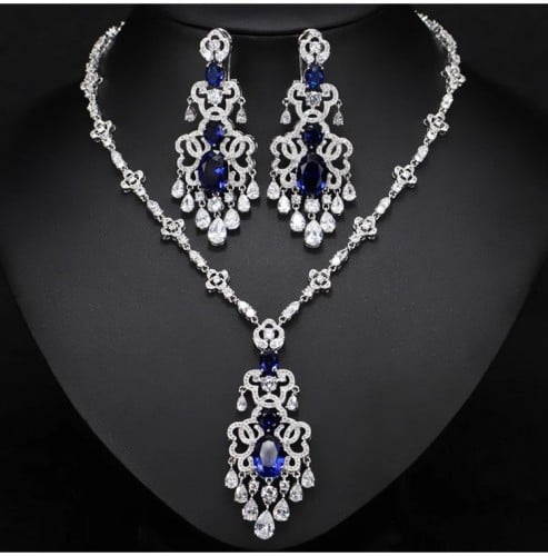 Zirconia Necklace and Earrings Set
