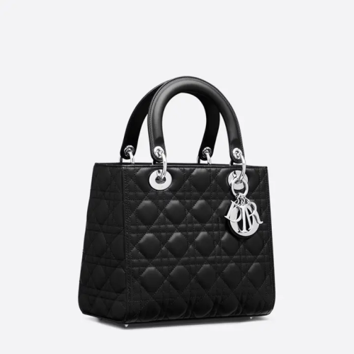 حقيبة ديور ليدي متوسطة الحجم أسود بنقشة كاناج