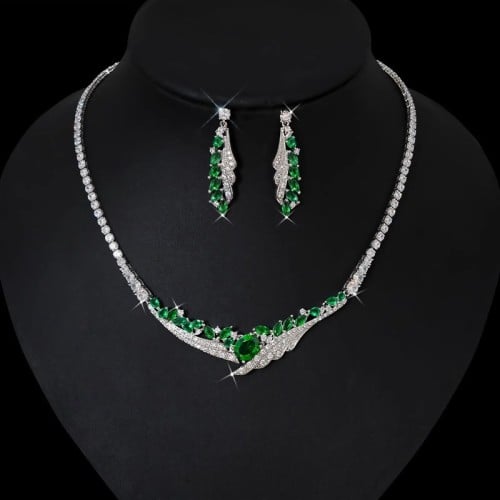 Zirconia Necklace and Earrings Set