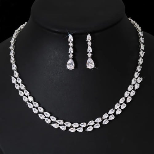 Zirconia Necklace and Earrings Set