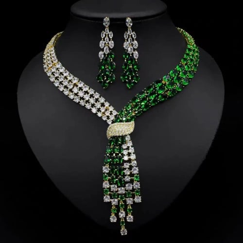 Zirconia Necklace and Earrings Set